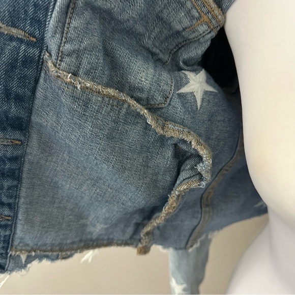 Pistola Brando Star Embroidery Denim Jacket in a light wash with a raw hem. - Picture 10 of 14